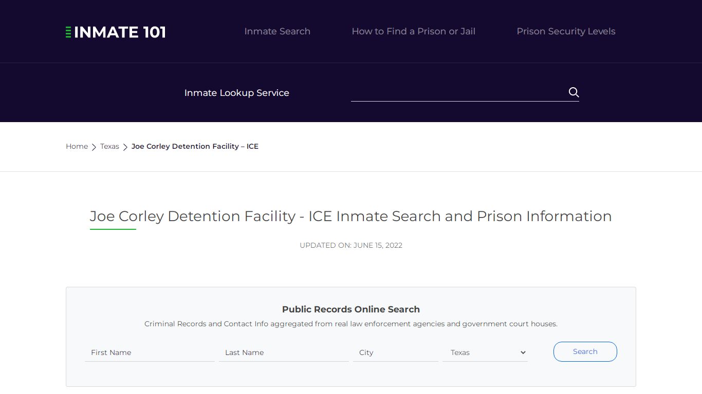 Joe Corley Detention Facility - ICE Inmate Search ...